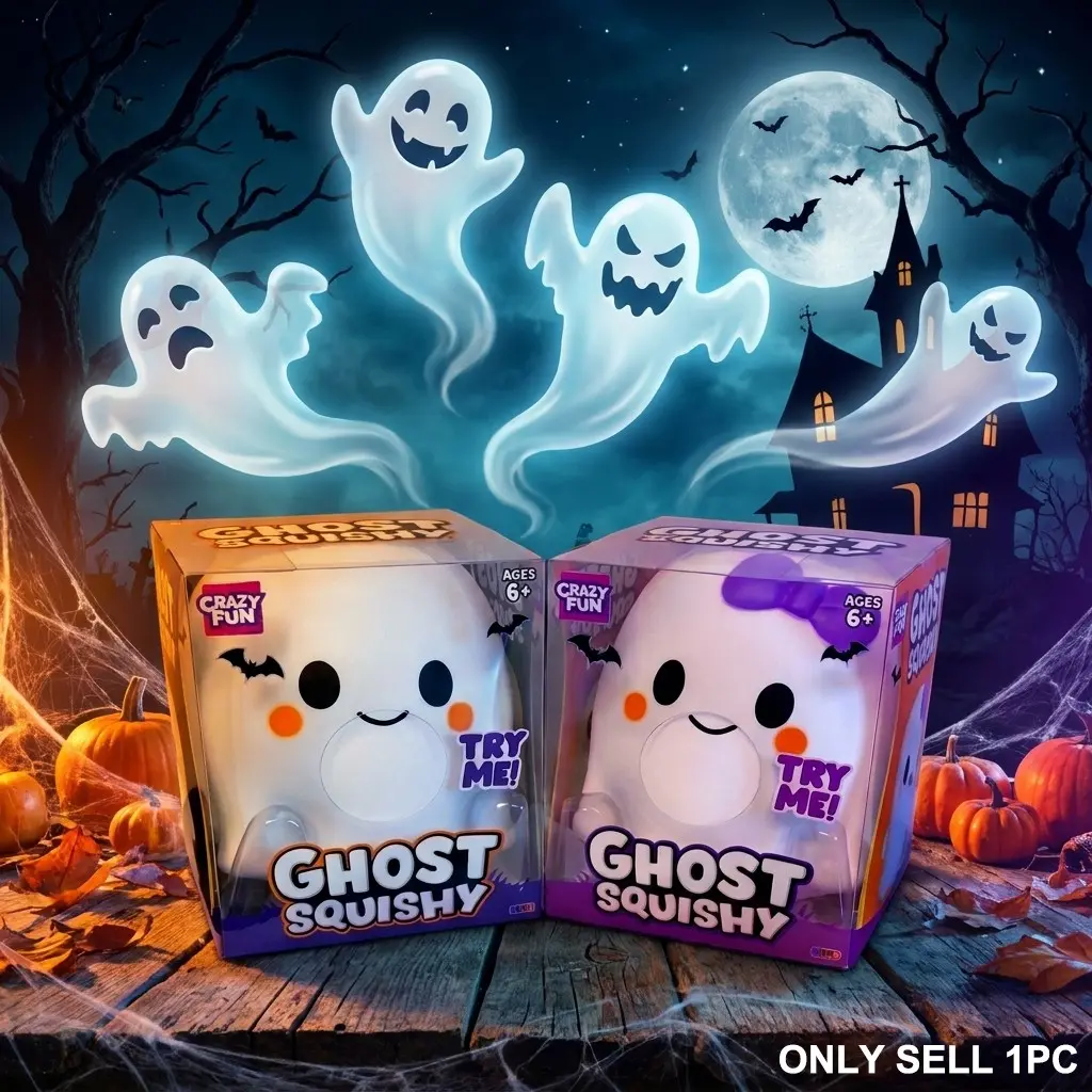 1Pc/2Pcs Jumbo Ghost Squishy Toy Mystery Box, Cute His Hers Couple Squeeze Ball, Ultra Slow Rising Sensory Fidget Relief Toy For Teens Adults 12+, Spooky Halloween Office Desk Decor Anxiety Reducer, Heavy Duty Gag Gift