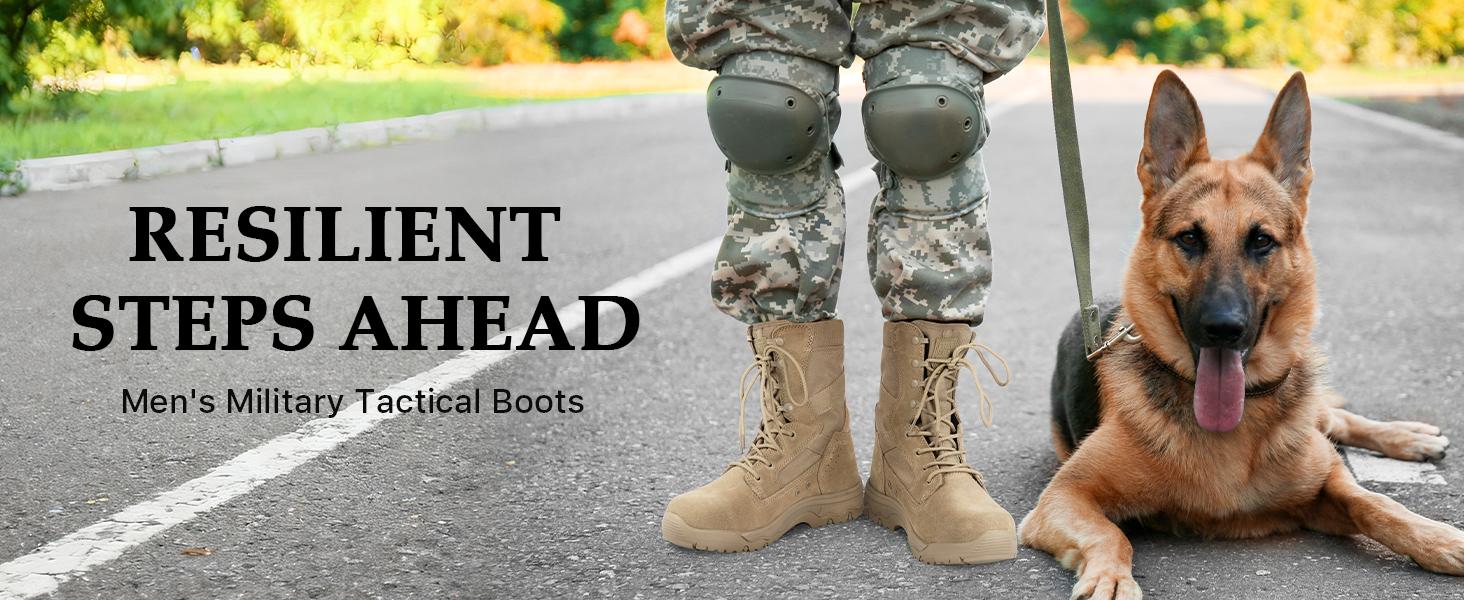 FREE SOLDIER Men's Work Tactical Boots 8 Inches Lightweight Combat Boots Durable Suede Leather Military Boot Desert Boot