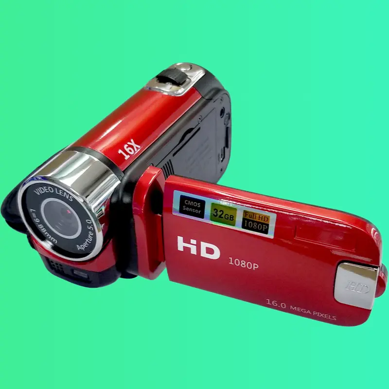16MP 1080P Digital Video Camera, 16X Zoom, 2.7" LCD, Night Vision, Anti-Shake, Portable Camcorder for Students