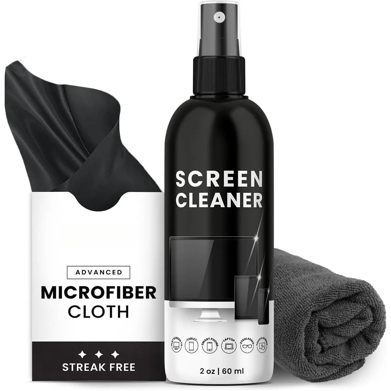 Screen Cleaner  and Wipe - TV screen cleaner  and 2 Microfiber cloths,  Screen Cleaner, TV screen cleaner for  TV & , Laptop, MacBook, iPad and  Devices - (2oz)