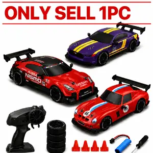 1:24 LED Light Remote Control Drift Car, 2.4GHz High-Speed RC Racing Toy, Includes Roadblocks and Spare Tire, Perfect Gift for Kids Aged 8+