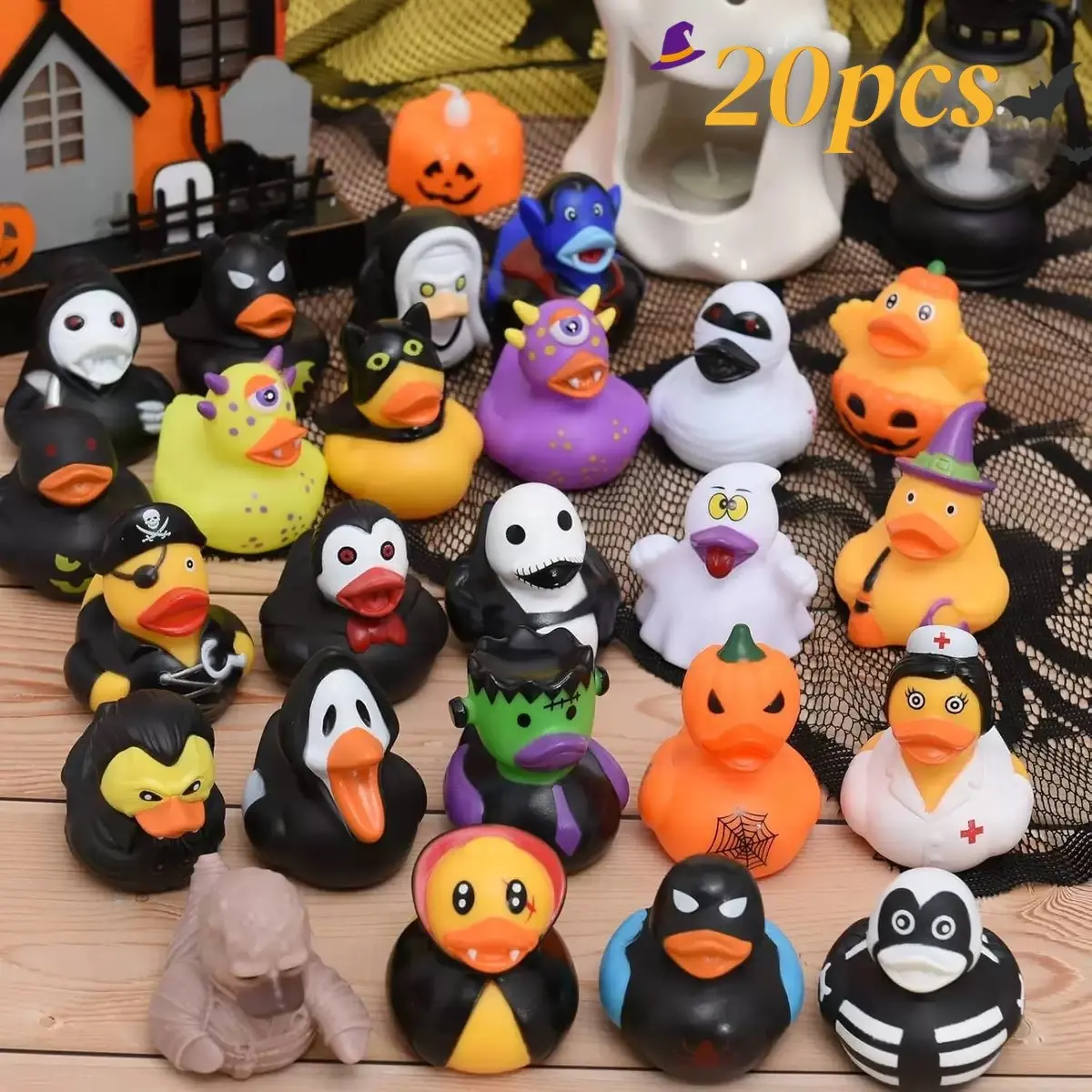20 Halloween Rubber Ducks, Witch Vampire Party Decor, Non-Toxic Durable Material, Perfect for Home School Events, Festive Design