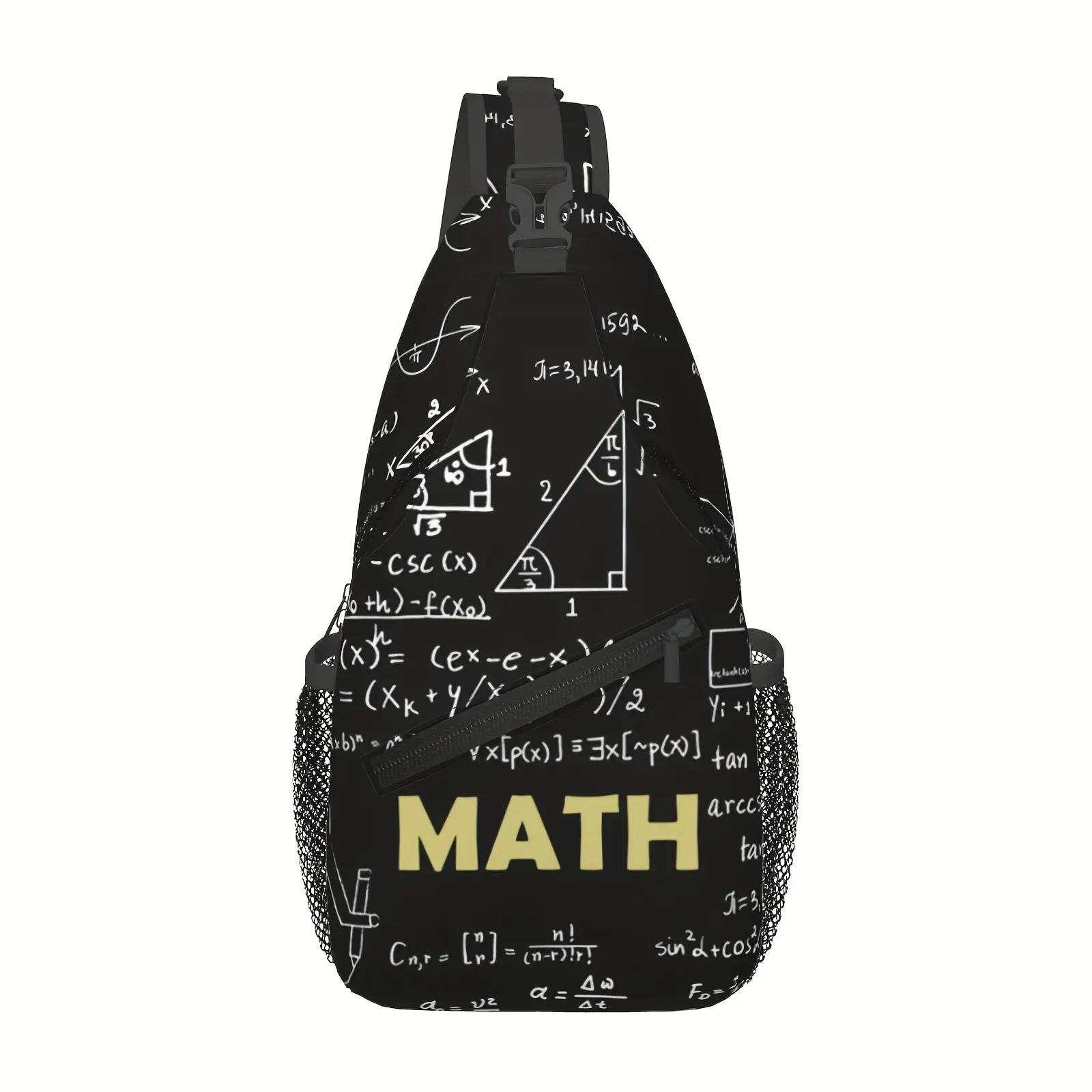 Crossbody chest bag, hiking backpack, mathematical geometry shoulder bag, foldable, large capacity, stylish and durable, can be used for shopping, work, leisure travel, beach bag, fishing backpack