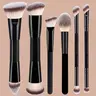 Yzimeng 6-Piece Professional Aluminum Dual-Ended Makeup Brushes Set, Portable Soft Brushes, Travel-Friendly Cosmetic Brushes, Ideal Gift for Women and Girls