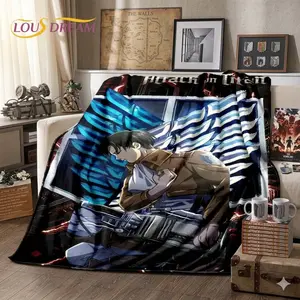 Attack on Titan Eren Anime Cartoon Soft Blankets,Throw Blanket Skin-friendly Blanket for Picnic Beds Sofa Home Kids Gifts
