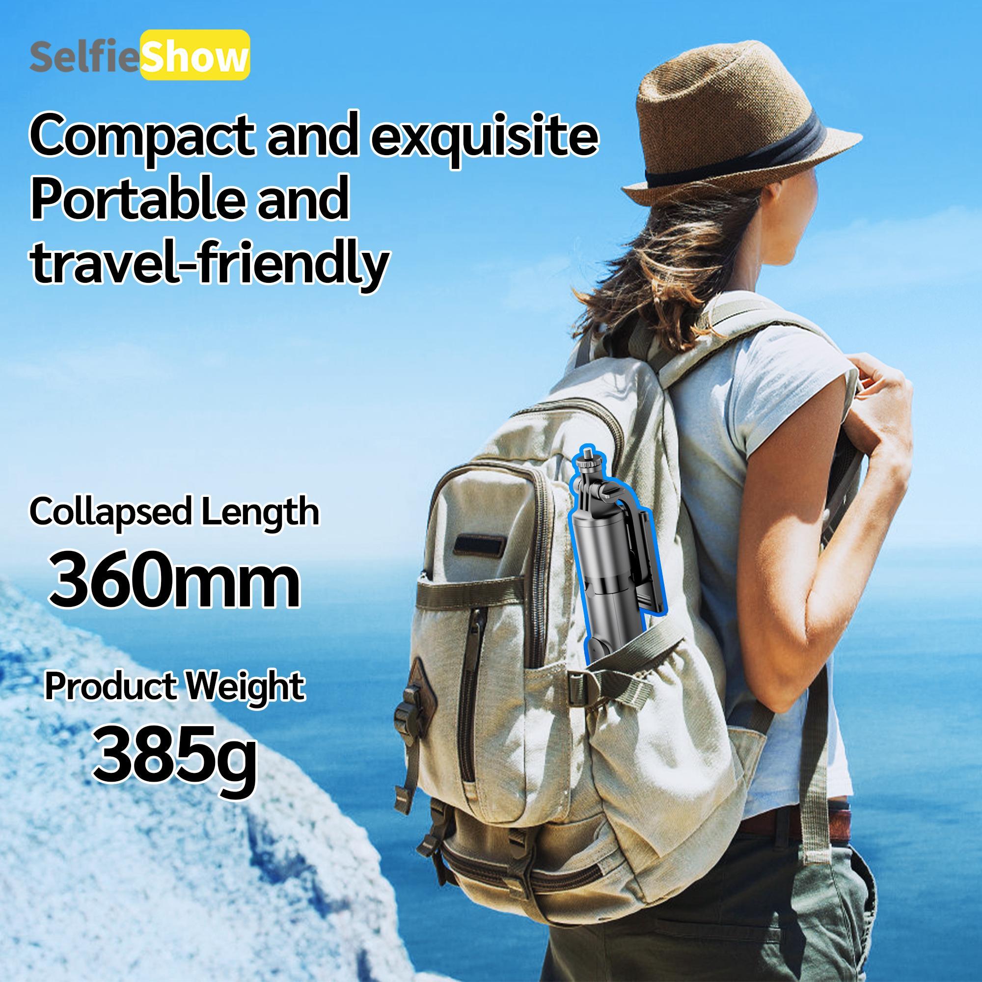 SELFIESHOW Portable Selfie Stick, Bluetooth-compatible Tripod Selfie Stick with Remote Control, Adjustable Design Phone Tripod for Video Recording, Selfie Stand