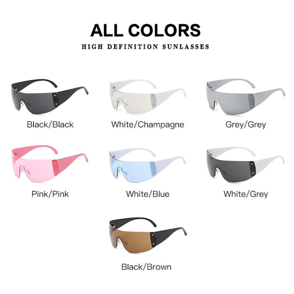 1pc Trendy Rimless Star Y2K Sunglasses for Women Men Punk One Piece Goggles Oversized Wrap Around Shades 2000's Eyewear UV400