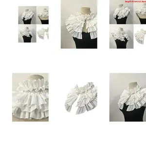 76HE Elegant Detachable Layered Ruffle False Collar for Women's Clothing Accessory