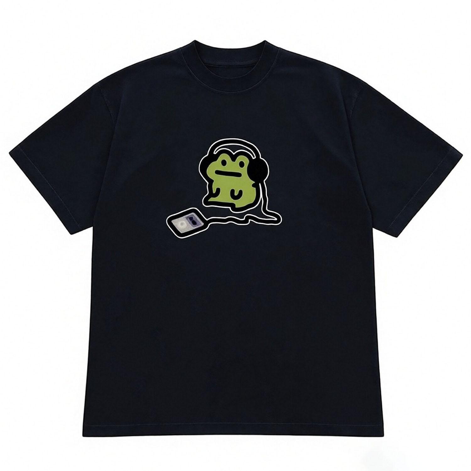 American trend frog front shoulder short-sleeved T-shirt loose top ins Men's and women's T-shirts