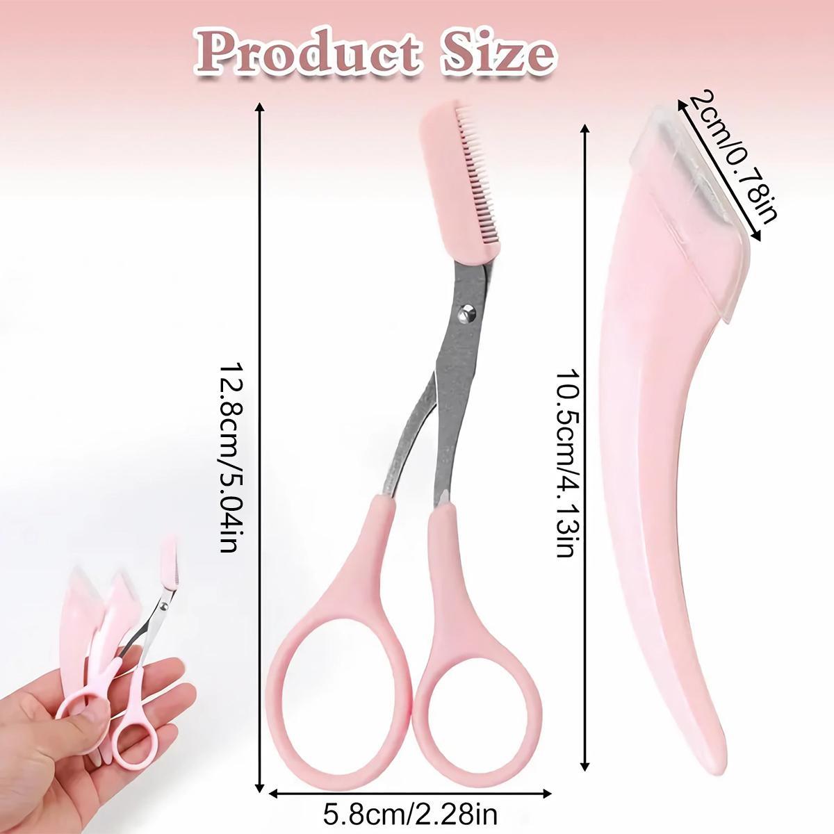 Eyebrow Trimmer Scissors with Comb,Stainless Steel Eyebrow Scissors Set,Eyebrow Trimmer, Eyebrow Shaping Tool, Eyebrow Product for Women & Girls, Portable Eye Makeup Tools for Home & Travel