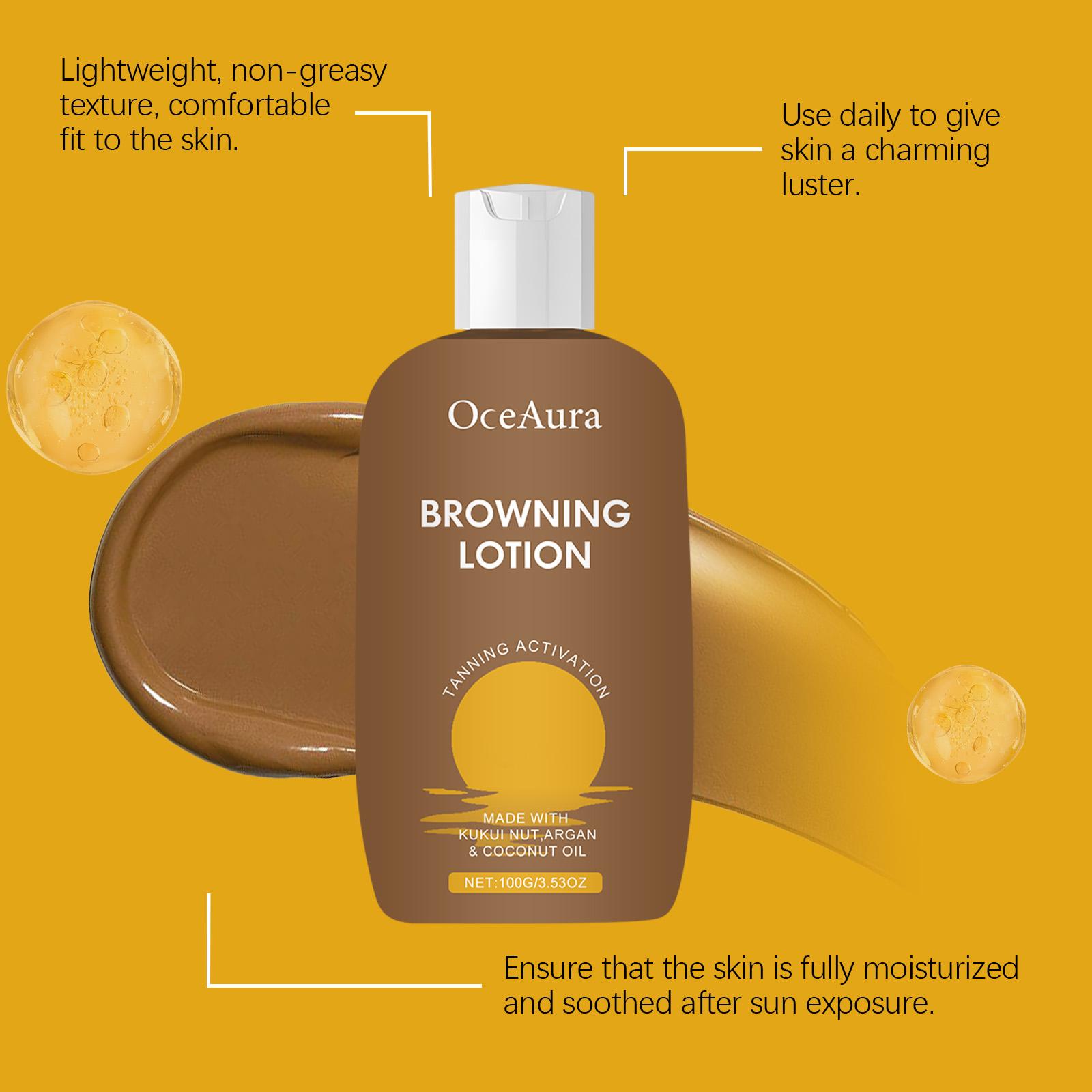 OCEAURA Browning Lotion with Coffee Seed Oil & Argan Oil, Tanning Body Lotion with UV Protection, Non-Greasy Fast Absorbing, Deep Nourish Coconut Kaju Oil for All Skin Hydrating Intensive Gel tan shower sunscreen spray bronzing agent