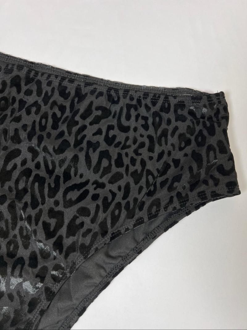 【Plus Size】Two-Piece Set Leopard Print Bikini Set, Casual Strapless Swim Top & High Waist Swim Bottom, Women's Two-piece Swimsuit for Summer Beach Holiday Vacation