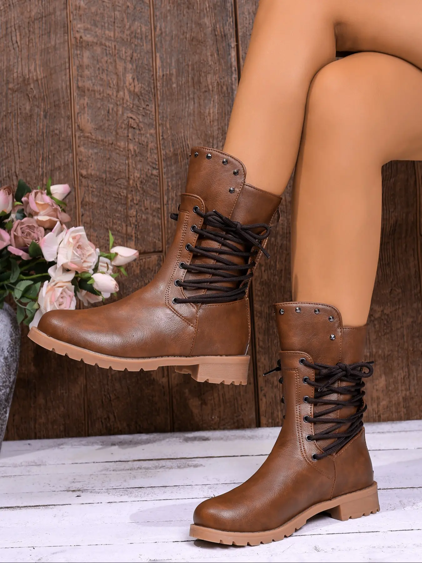 Women's Classic Work Boot, Durable Rubber Sole, Side Zipper Convenience, Versatile Streetwear Shoes, Fall & Winter