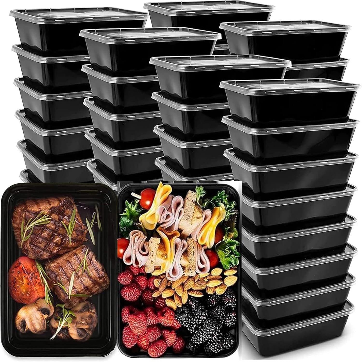 50-Pack Leak-Proof Rectangular Bento Boxes with Lids, Reusable Plastic Food Storage Containers, Stackable Design, Easy Kitchen Organization, Food Storage Set, Reusable Snack Containers