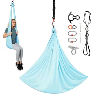 VEVOR Sensory Swing for Kids Adults, Maximum 300 lbs Load Aerial Silk, Indoor Outdoor Double Layer Therapy Cuddle Swing with 360 Swivel Hanger, Calming Compression Therapy Swing Hammock, Ash Powder