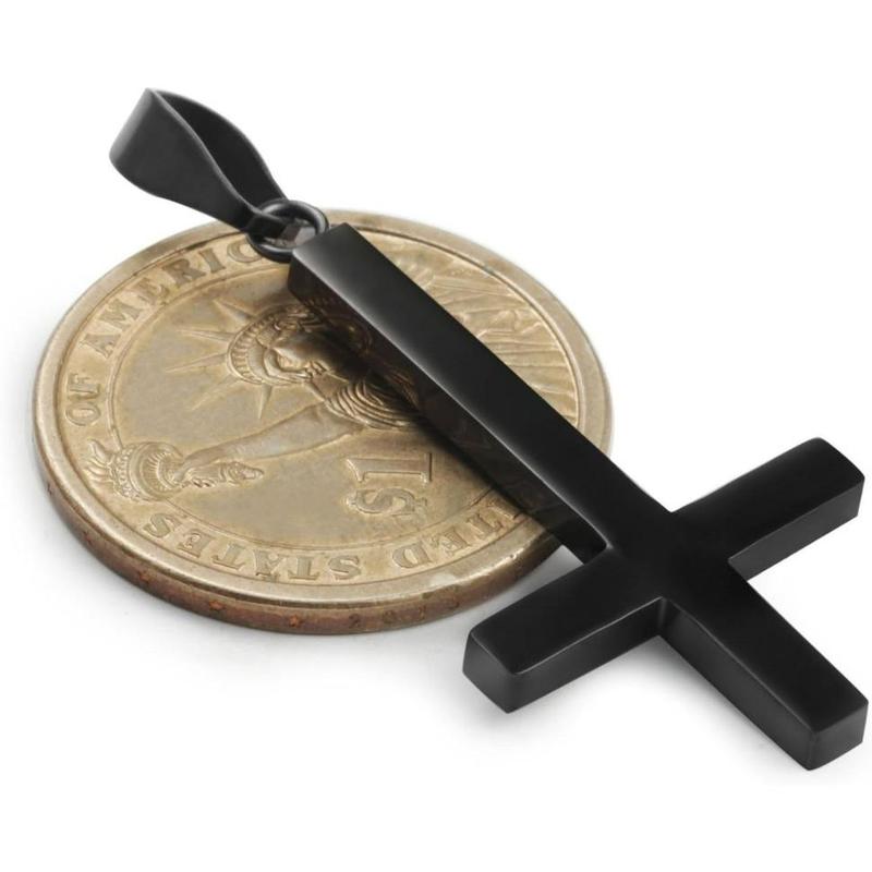 MILACOLATO Stainless Steel Inverted Cross Pendant Necklace Trendy Unisex Jewelry with 24 Inch Chain Gold/silver/black Color