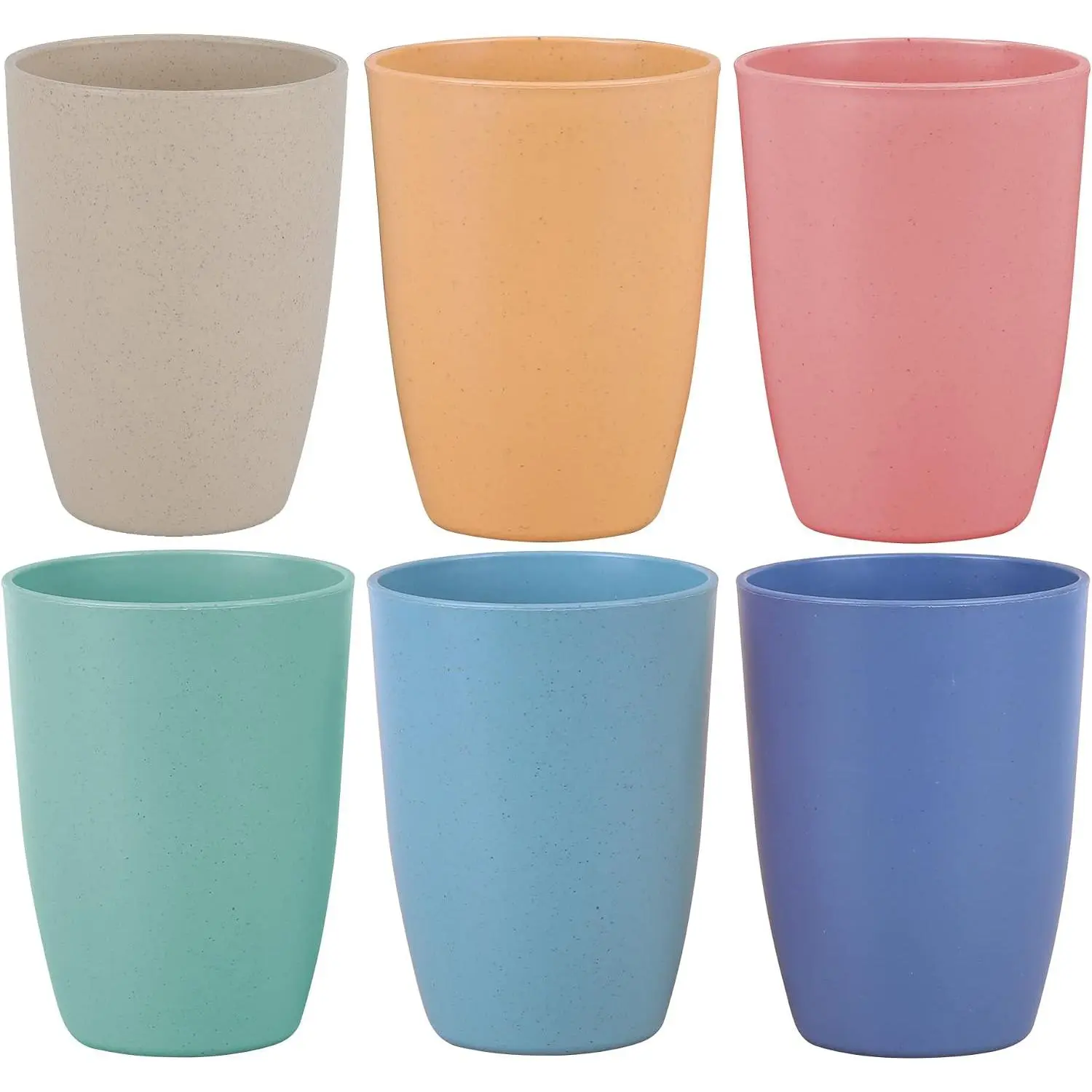 Wheat Straw  Cup (12 oz) - Unbreakable Drinking Glasses Sets - Dishwasher Safe Tumbler - Lightweight,  and  (6Pcs/6Color)