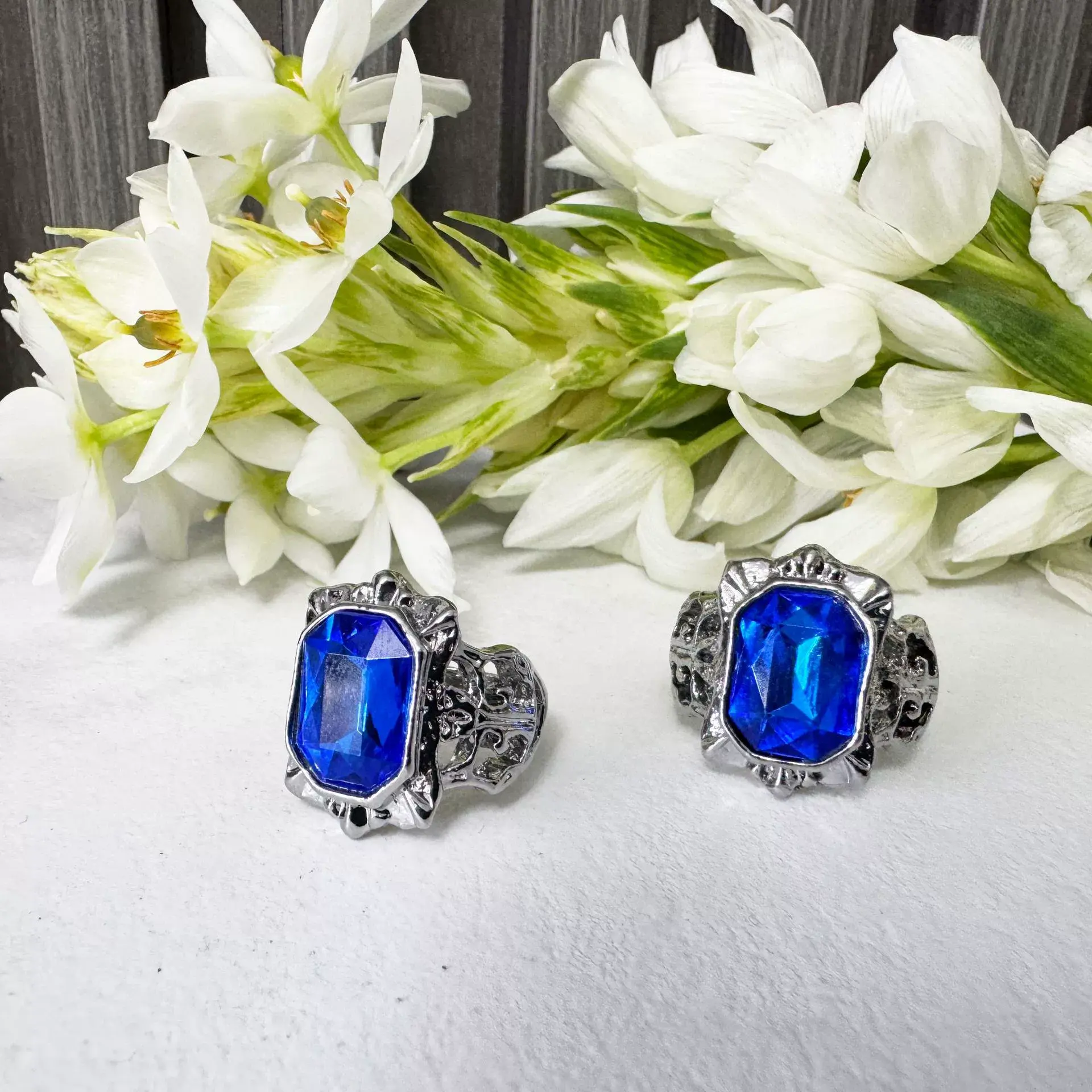 Official Authentic Anime Adjustable Zinc Alloy Round Ring with Blue Gem - Unisex Cosplay Fashion Costume Jewelry, Single Ring or Gift Box Set for Fan Collection & Gifting
