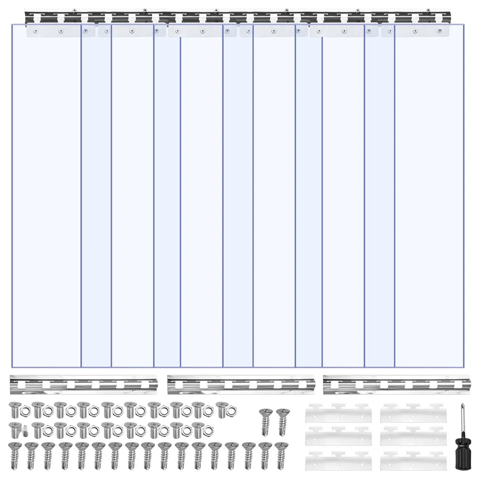 Clear PVC Strip Curtain 80-Inch High, 36-Inch Wide, 0.08-Inch Thick, 6-Pack Walk-In Freezer Curtains, Smooth Waterproof Plastic Door Strips For Warehouse, Cold Storage, Freezer, Garage, Industrial Doors