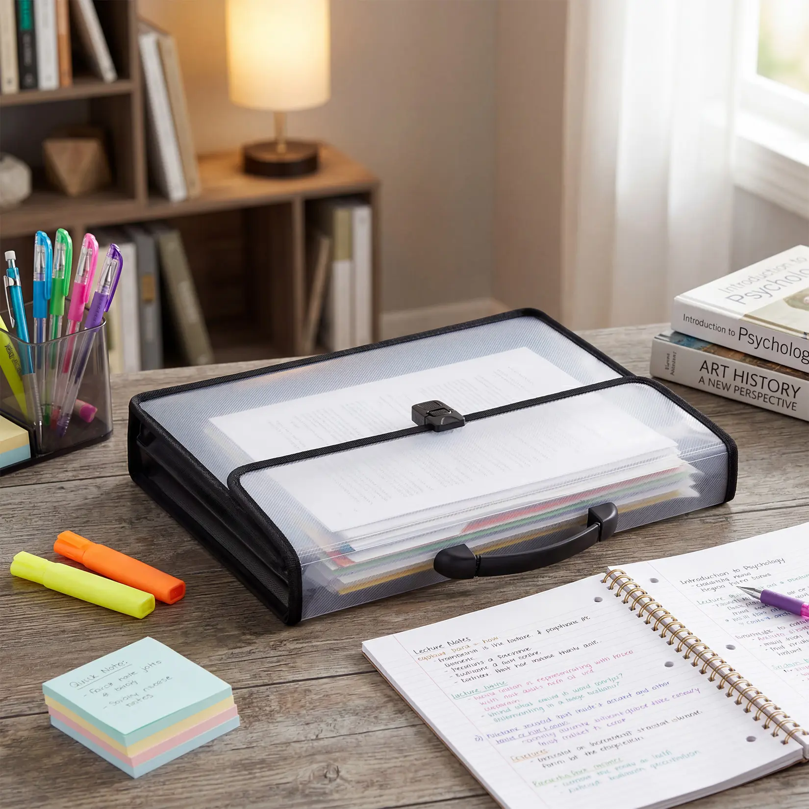 3-Pack A3/11x17 Expandable Plastic File Folder with Handle - Thick Waterproof PP Portfolio Document Organizer - Clear w/ Black Edge, Secure Snap Closure - for Art, Blueprints, Posters, Office & School