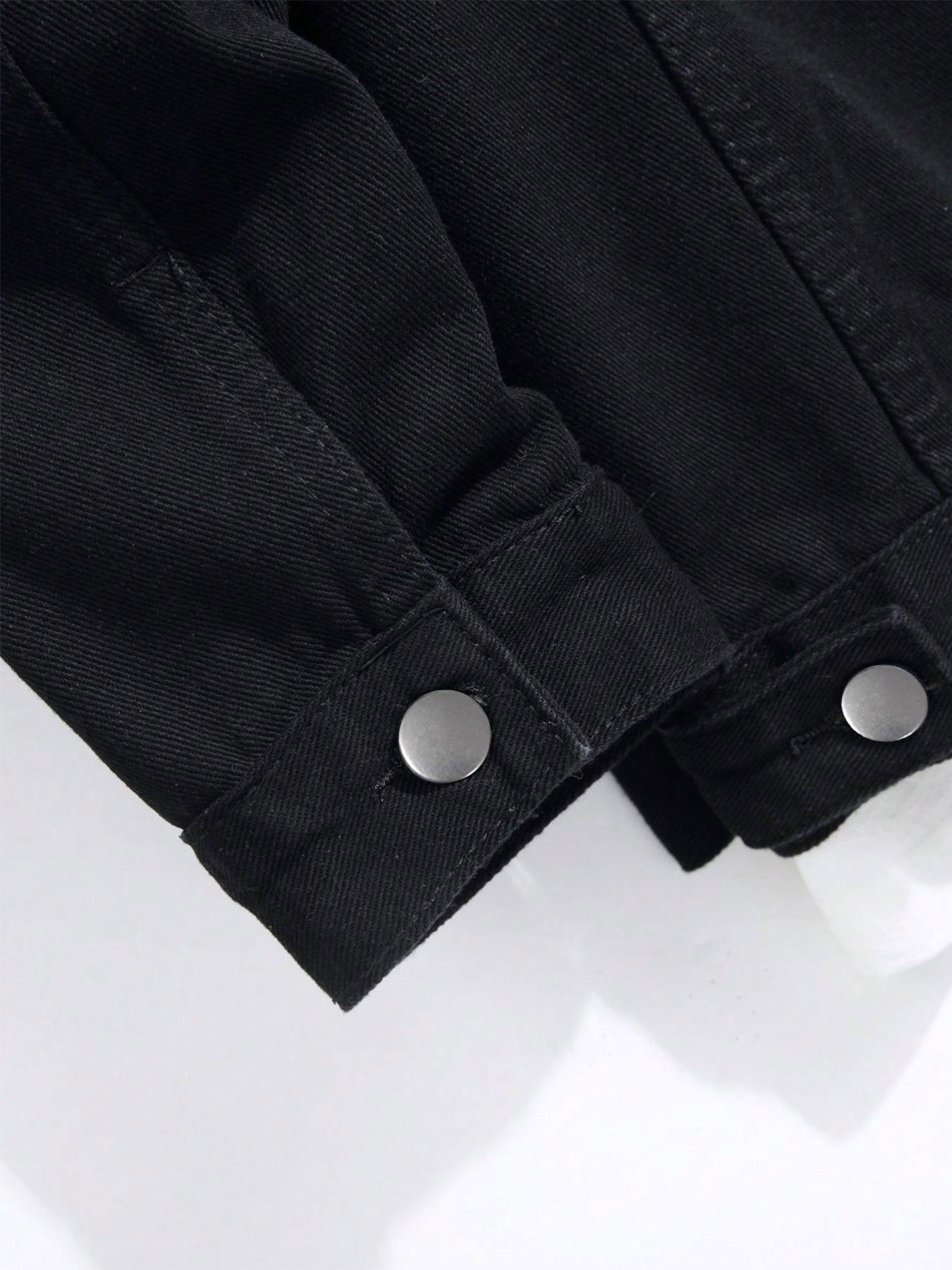 Men's Solid Color Denim Jacket, Loose Casual Fashion Comfy Long Sleeve Button Front Outerwear for Daily Wear, Men's Clothing for All Seasons, Menswear Coats