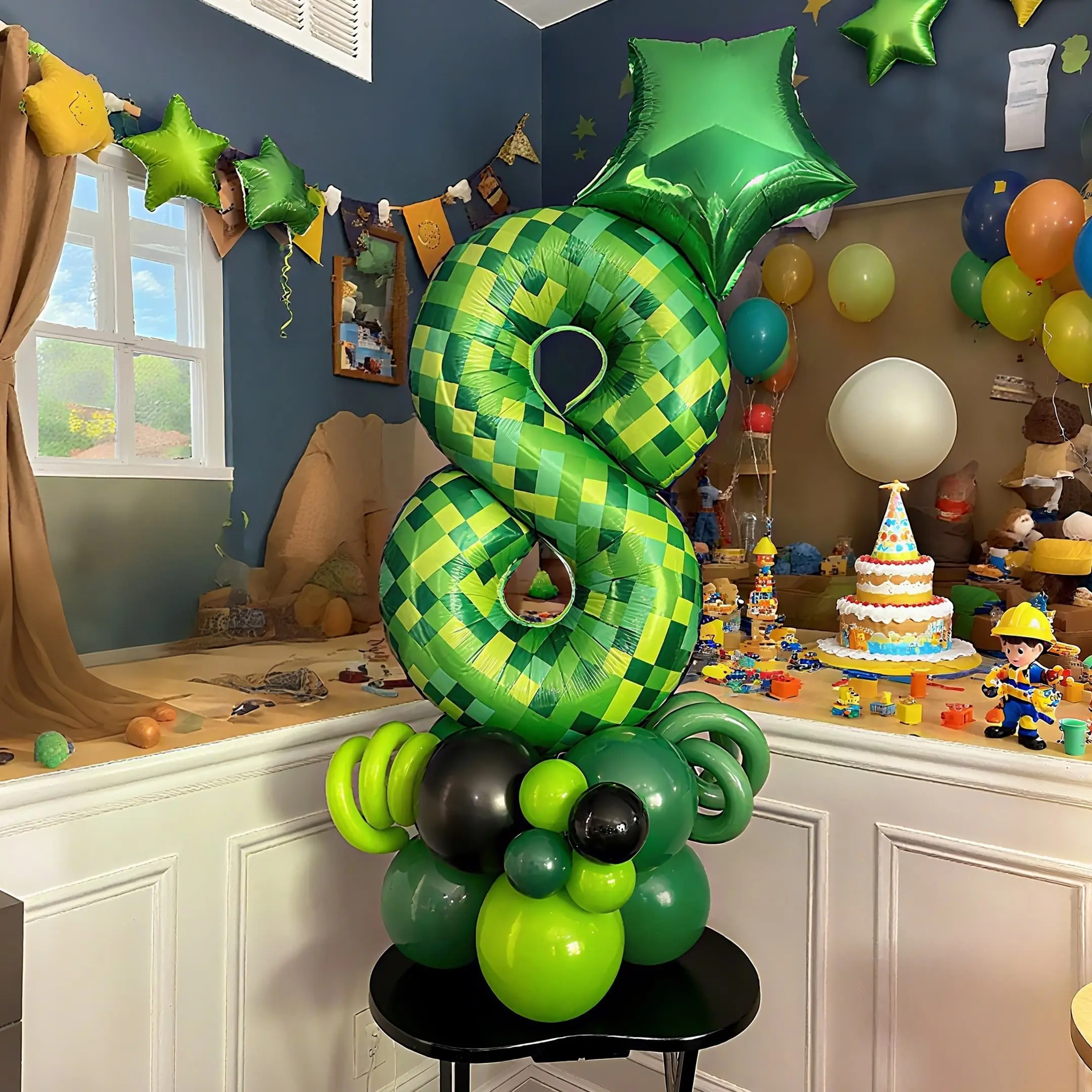 19-Piece 40-Inch Pixel Number Aluminium Balloon Set, Number Balloons, Balloons For Balloon Arch, Party Decorations, Birthday Party Props, Window Decor, Game Anniversary Celebrations