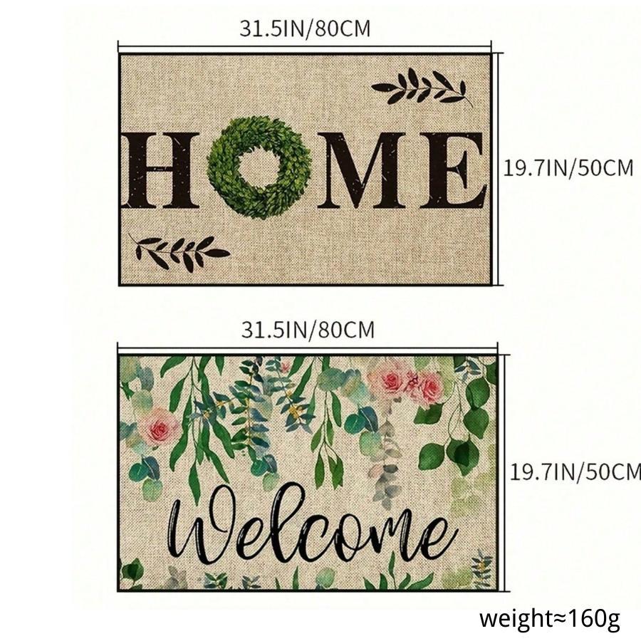 Home/Welcome Letter Pattern Door Mat, 1 Count Non-slip Rectangle Door Entrance Mat, Decorative Floor Mat for Home Living Room Bedroom Kitchen Bathroom, Boho Washable Rug