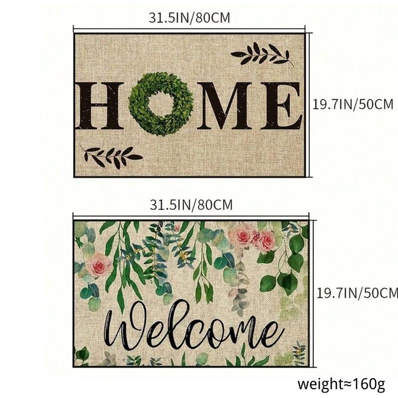 Home/Welcome Letter Pattern Door Mat, 1 Count Non-slip Rectangle Door Entrance Mat, Decorative Floor Mat for Home Living Room Bedroom Kitchen Bathroom, Boho Washable Rug