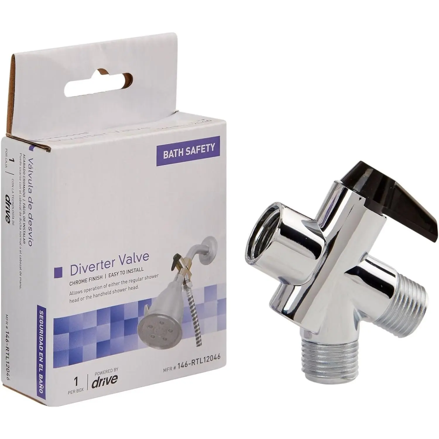 Diverter Valve for Handheld Shower , 1/2 in, 1 ct | Chrome Plated Finish, Threading