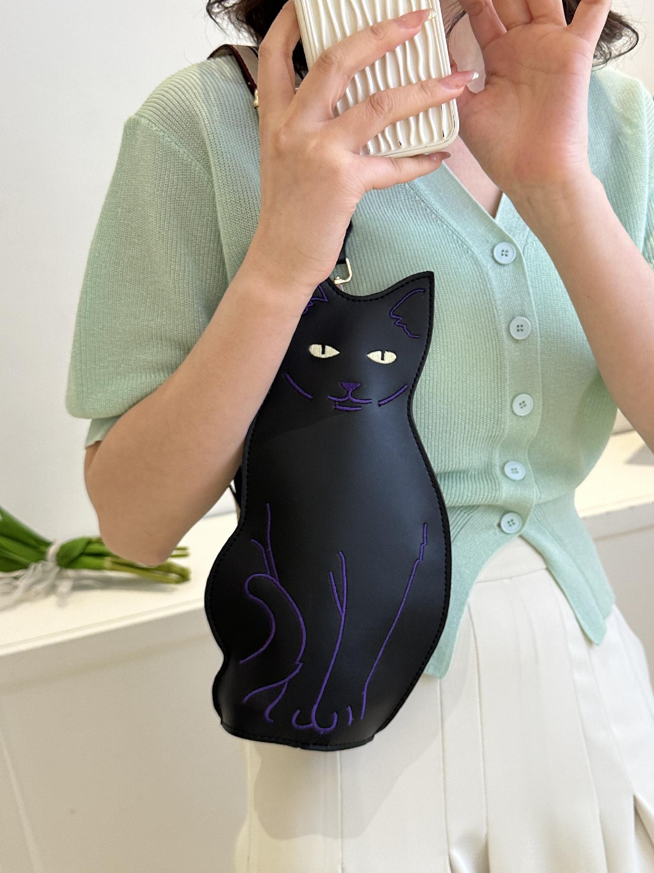 Women's  Cute Cat Design Zipper Fanny Pack, Novelty Animal Design Sling Bag for Daily Used, Casual Trendy Versatile High-quality Daily Commuting Bag, Casual Waist Bag, Zipper Belt Bag, Casual Bum Bag, Fashion Waist Packs