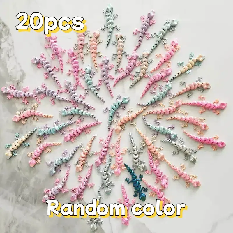 20 Pieces of 3D Printed Colorful Geckos, 9 cm Length, Made of PLA Material, Home Decor Ornament, Home Ornaments, Decorative Ornament, Perfect for Christmas and Easter Decoration