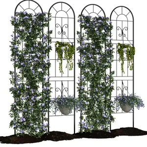 Sturdy Anti-Rust Black Metal Trellis, Multipurpose Plant Climbing Support Used as Indoor Outdoor Border Fence for Vines & Rose Bushes