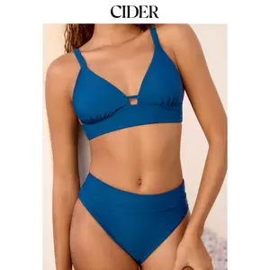 Cider V-neck Mid Rise Triangle Bikini Set