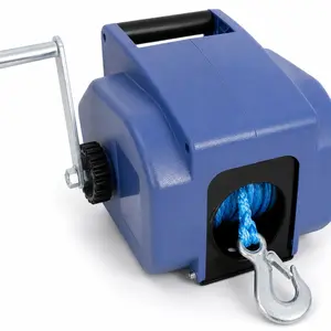 ARCH 12V 3500lb Electric Trailer Winch with Synthetic Rope, Power In/Out, Freewheel, Remote Control, for Boats up to 5000lb, Cars, Trucks, Blue Plastic Casing, 24.1lb Package, 15.4x11.4x10.6in, Blue Color Options, Plastic Material