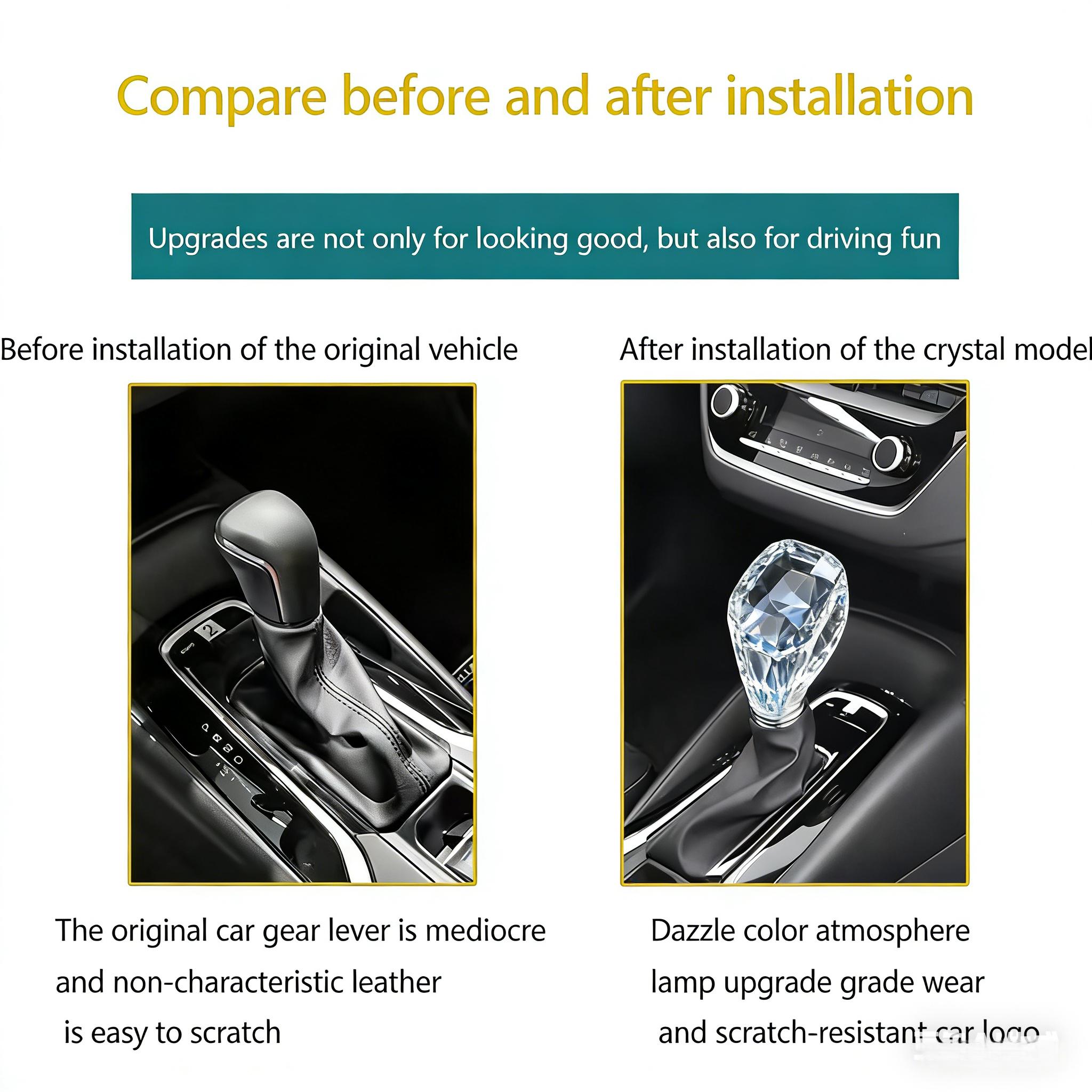 Rechargeable LED Touch Activated Crystal Gear Shift Knob Universal Fit for Car Gear Shifter Pedals & Gear Sticks