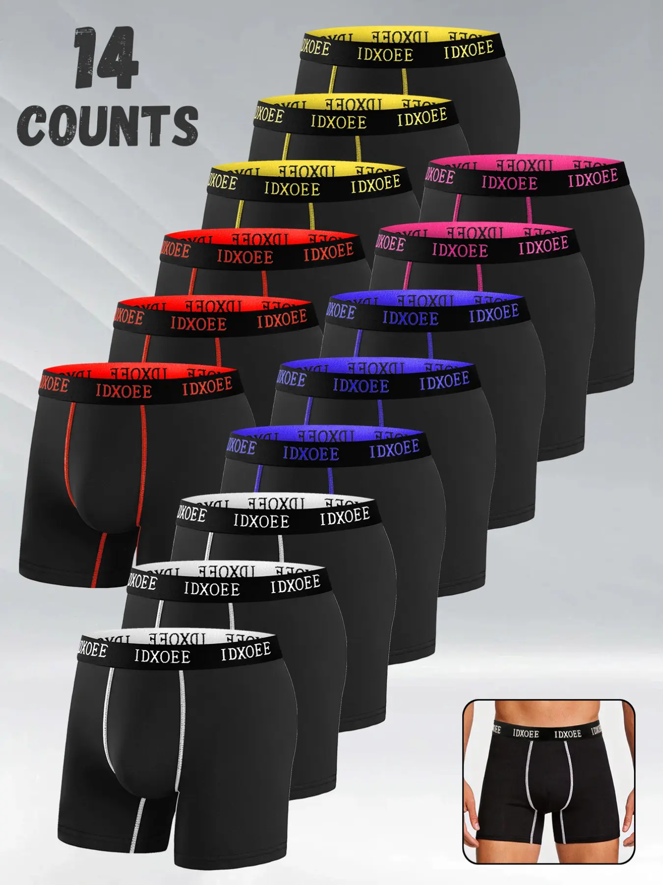 14 pcs men's comfortable slim fit shaping underwear - breathable, quick drying, elastic waistband, suitable long boxer underwear for exercise, and casual wear - soft, lightweight, Suitable for wearing in all seasons, Men's flat cornered underwear.