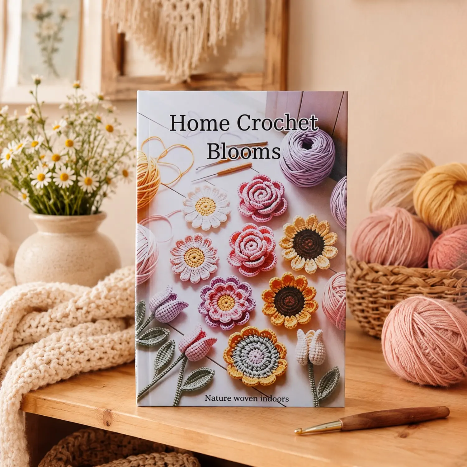 Crochet Flower Pattern Beginner Guide, Step-By-Step Tutorial, Realistic Flowers, Leaves, Plant Decor, Home Decoration, Gift Making, 5.5x8.3 Inches