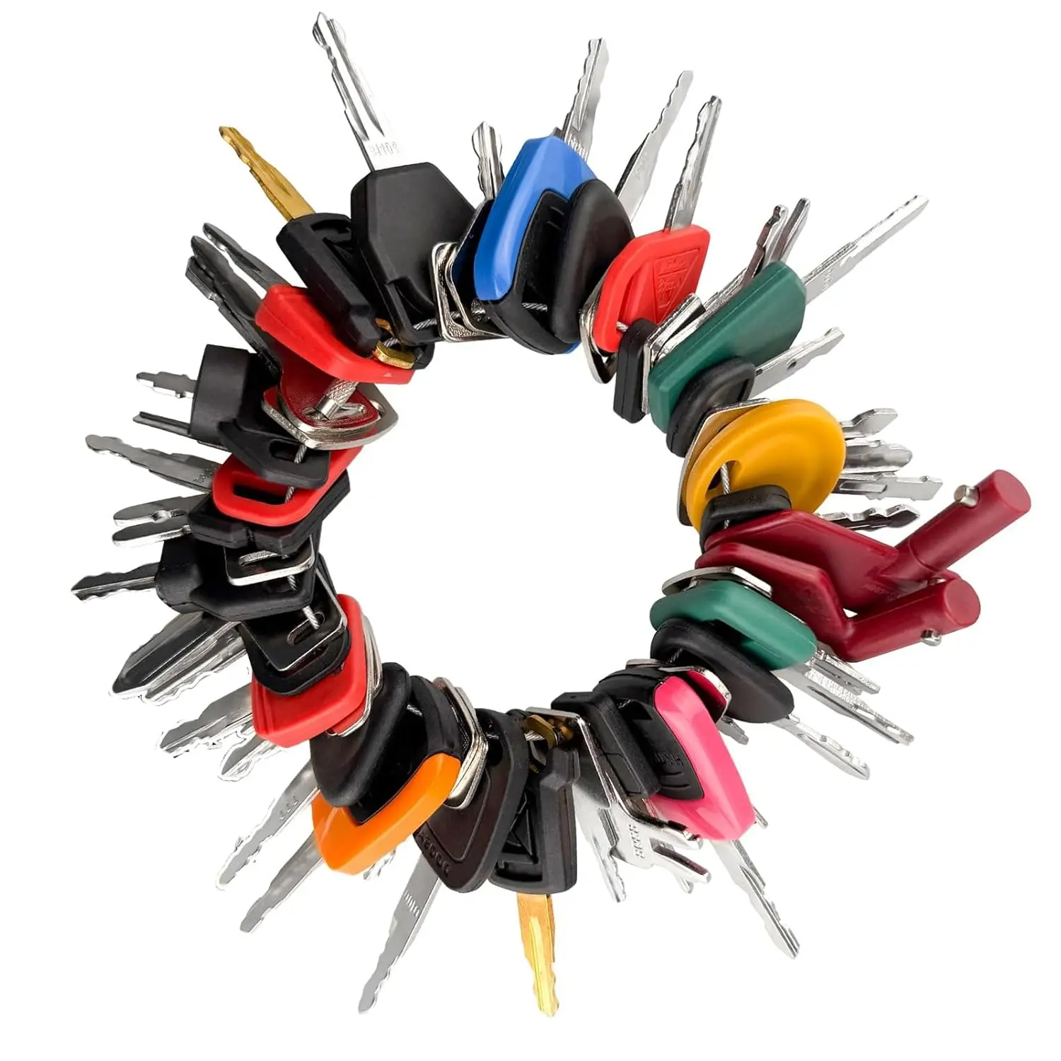 55PCS Equipment Key Set, Ignition Keys Compatible with Cat,,, Komatsu, Volvo, Bobcat, Kubota, JCB, Case, New Holland,, Sany,, Terex