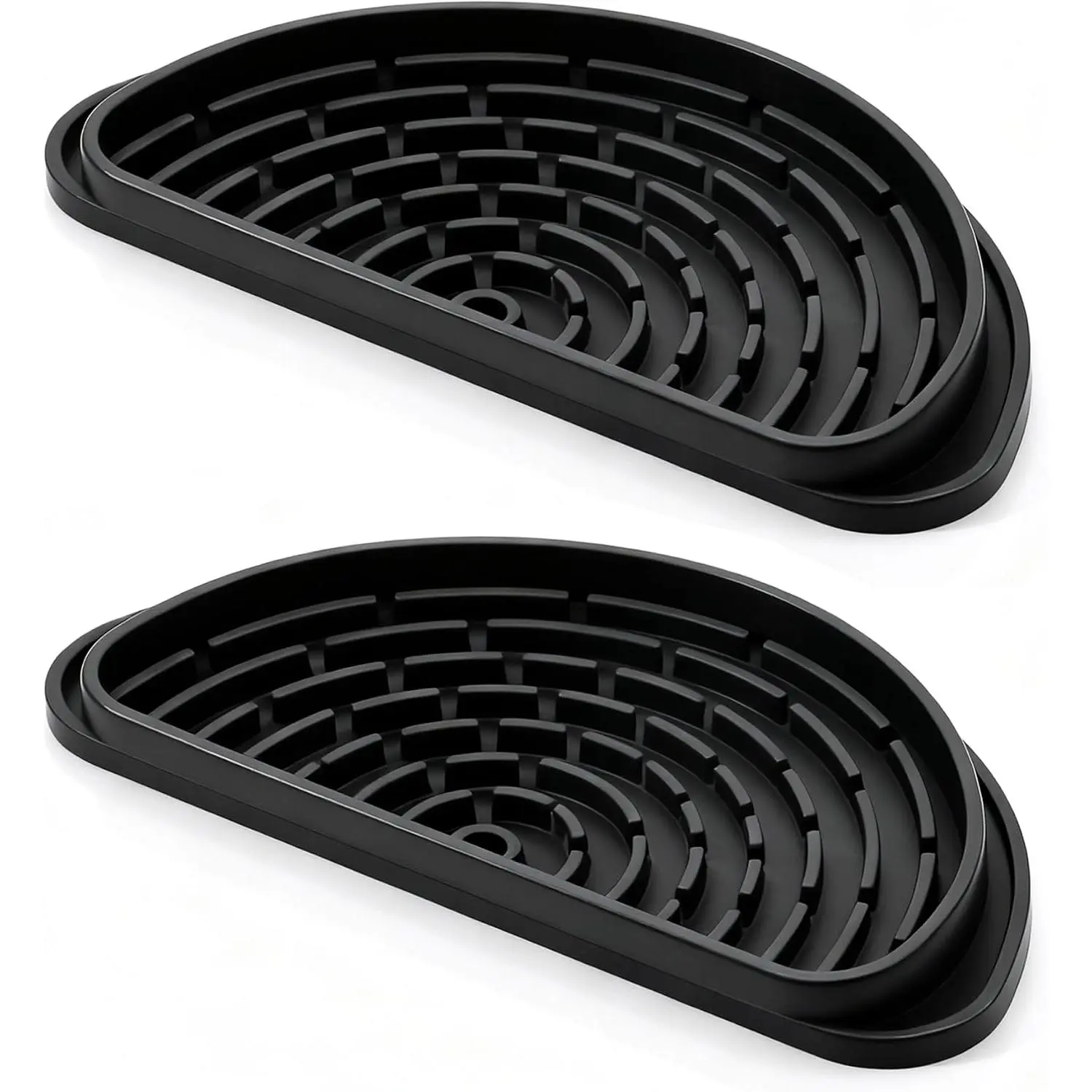 2 Pack  Refrigerator Drip Tray Catcher –  Fridge Water and Ice Dispenser Overflow Mat,  Anti-Spill Drip Pad for , , ,  (Black, Semi-Circular)