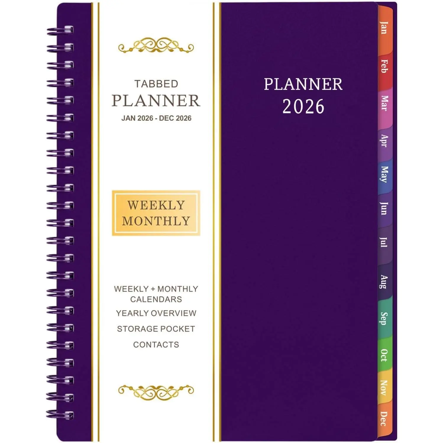 2026 Planner - Planner 2026, 2026 Planner Weekly and Monthly with Tabs, Jan 2026 - Dec 2026, 6.25" × 8.3",  -Wire Binding