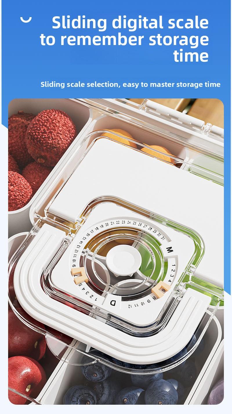 Divided Portable Ice Food Storage Container| Salad Draining Fresh Keeping Box with Compartments for Fridge Fruit Meal Prep