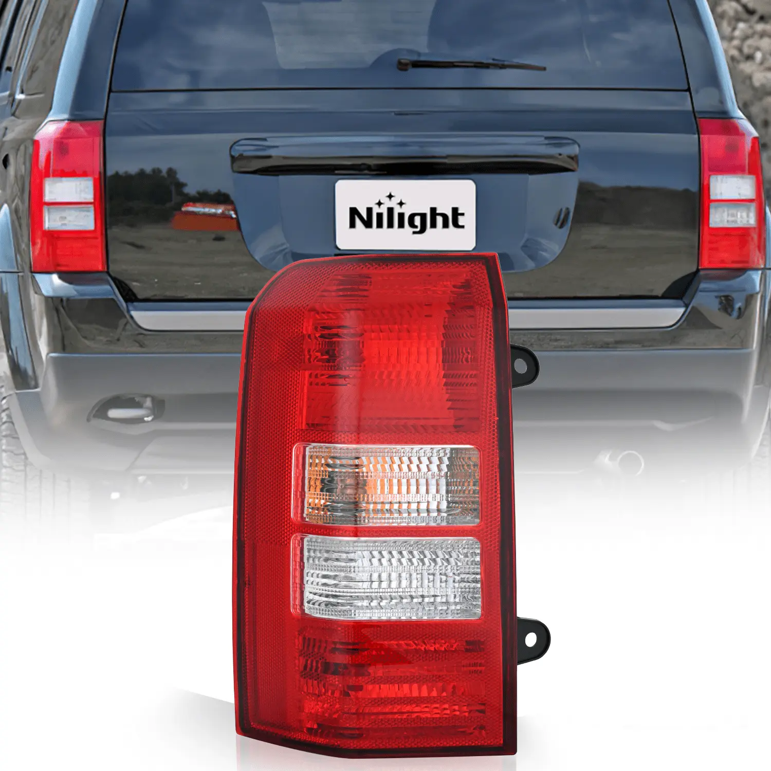 Nilight OE-Style Driver Side Taillight Assembly for 2008-2017 Jeep Patriot, OE #5160365AG, Waterproof, UV Resistant, High-Impact Lens, Easy Plug-In Install, Includes Bulbs, Corrosion Resistant, Boost Nighttime Visibility, Safe Driving