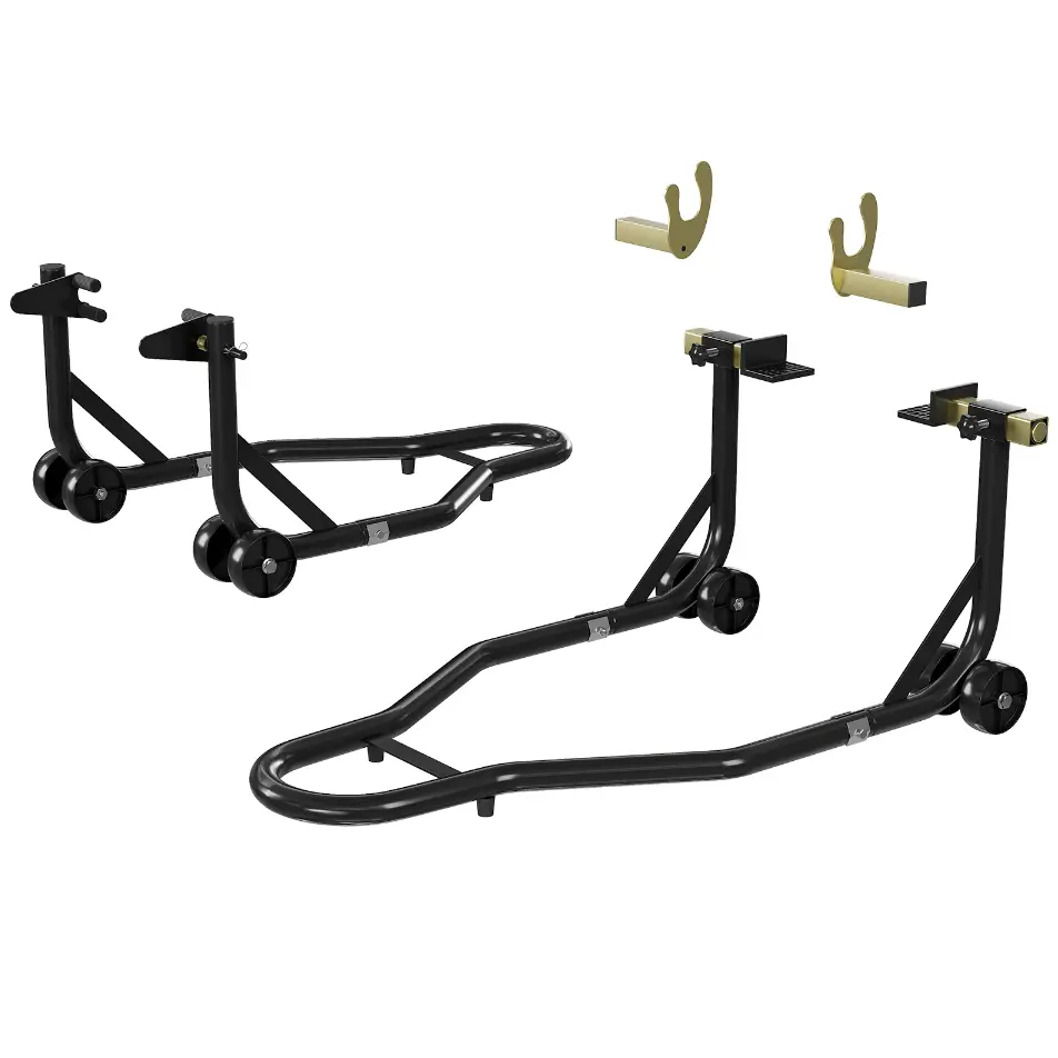 Heavy-Duty Motorcycle Rear Wheel Stand, 450 lbs Capacity High-Capacity 850 lbs Stability Lift with U+L Adjustable Swingarm Spool, Steel Sportbike Maintenance Stand with 4 x 3-inch PP Wheels for Paddock Garage, Black Red