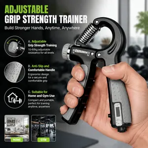 Adjustable Hand Grip Strengthener with Counter & Non-Slip Grip - Portable Home & Gym Wrist Trainer for Strength Building, Muscle Tone, and Fitness Training