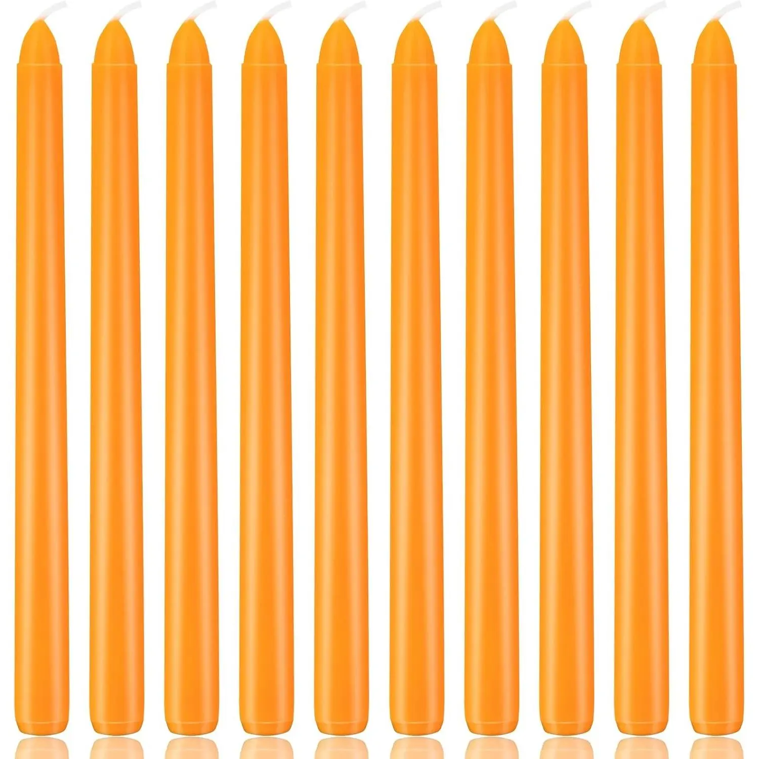 10 Inch Orange Taper Candles 10 Pack Unscented Candlesticks for Dinner Fall Harvest Halloween Seasonal Celebration and Home Decoration
