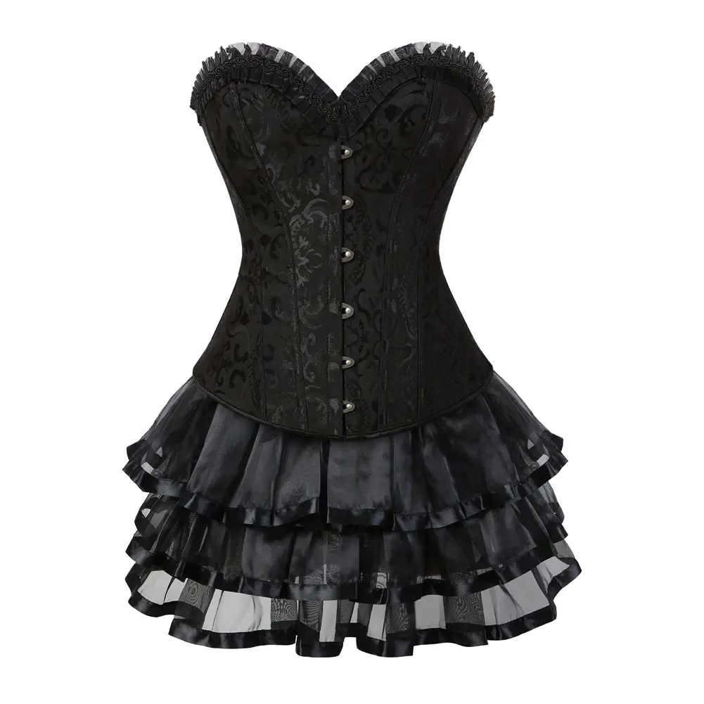 Women's Steel-Bone Satin Halter Neck Cropped Corset Dress - Vintage Witch Halloween Cosplay Costume with Short Tutu Skirt, Lace Details, Plus Size, Black/Blue, Casual Wear, Polyester