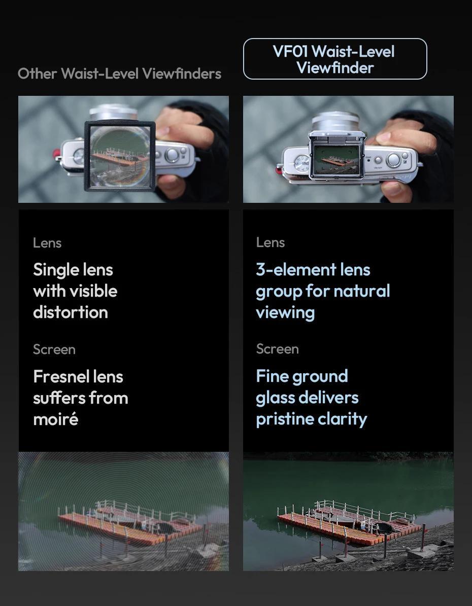 Ulanzi VF01 Waist-Level Viewfinder 35/50mm Framelines 28mm Focal Length 3-element Lens Group for Camera Enthusiasts