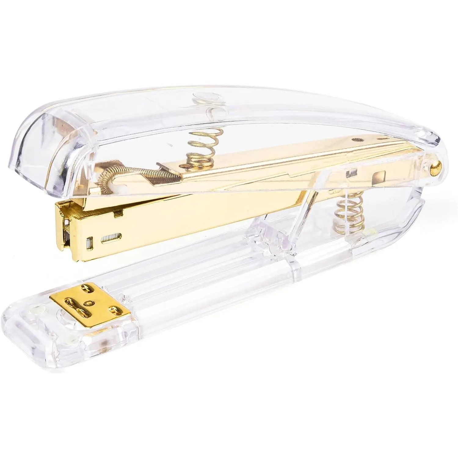Staplers for Desk, Acrylic Stapler for Office School, Clear Durable Office Stapler (Gold)