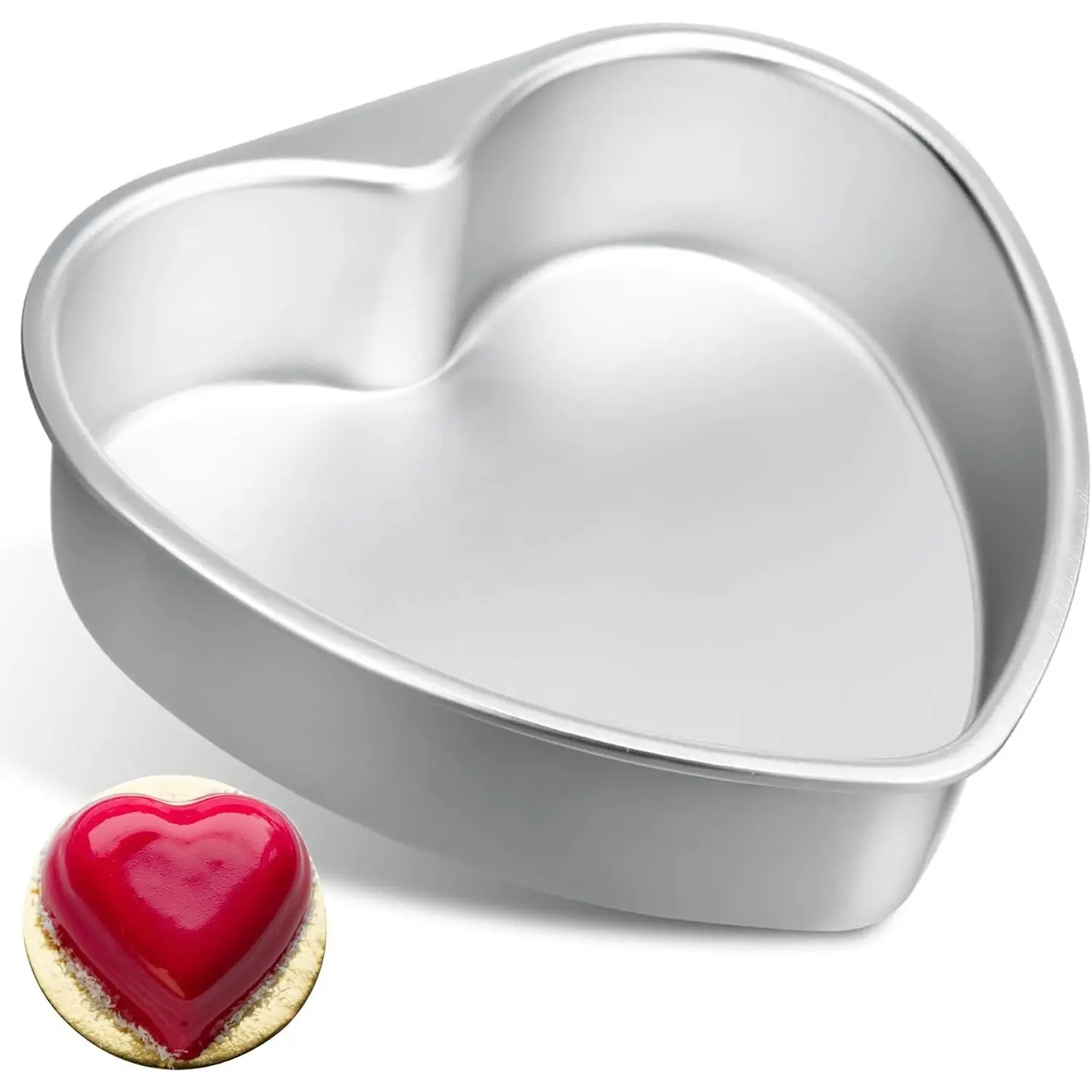 8-Inch Deep Cavity Sturdy Non-Stick Heart Baking Pan - Bakeware Mold for Air Fryer, Cooker, Valentine’s Day, 8 Inch Heart