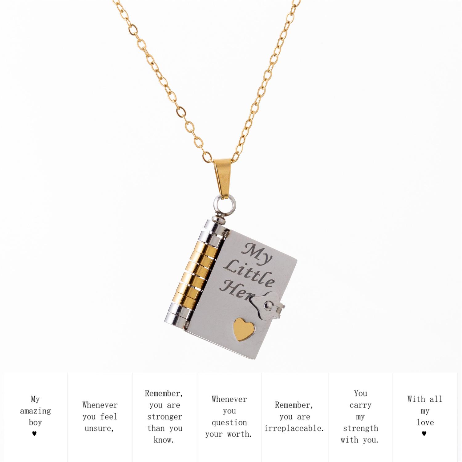 Love Book Necklace for Daughter & Son | Engraved "My Little Hero & My Little Angel" Love Letters | Sentimental Jewelry for Dad Mom Son Daughter Grandpa Grandma & Lovers | Perfect Gift to Express Deep Emotions & Heartfelt Ideas for Kids